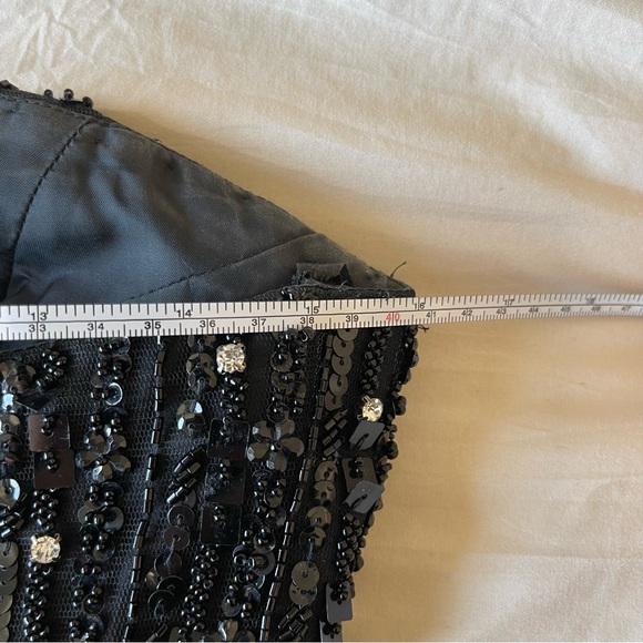 Sherri Hill Black Sequin Strapless Cocktail Dress Size 2 - Picture 5 of 8